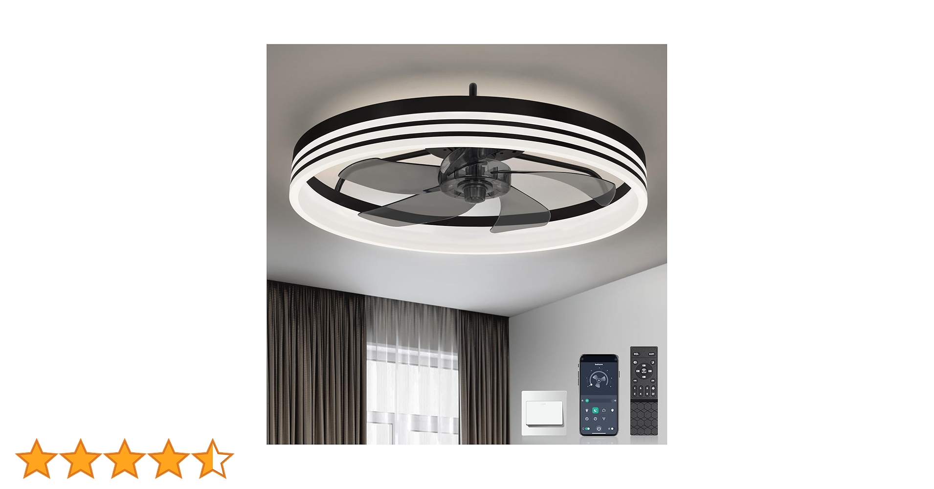 MIKI●507mt1● Ltemziiy Ceiling Fans with Lights and Remote, 19.7